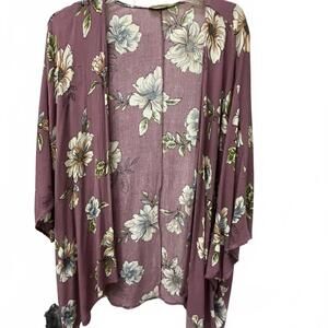 Altar'd State Multicolor Dusty Rose Floral Kimono